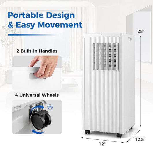 10000 BTU Portable Air Conditioner Cools up to 350 Sq Low Noise with Remote Control and 24H Timer - Color: White