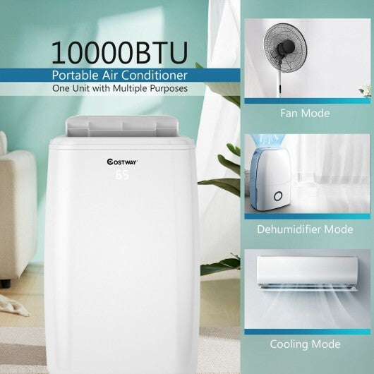 10000 BTU(Ashrae) Portable Air Conditioner with with 3 Modes and Remote Control - Color: White