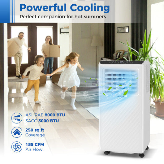 8000 BTU Portable Air Conditioner 3 in 1 Floor AC Unit with Fan and Dehumidifier - Color White