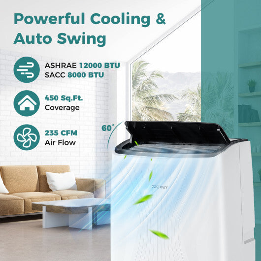 12000 BTU Portable Air Conditioner with Heat and Smart WiFi - Color White