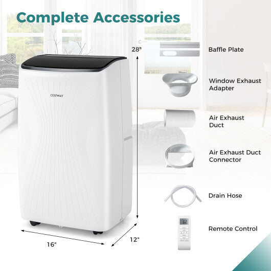 12000 BTU Portable Air Conditioner with Heat and Smart WiFi - Color White