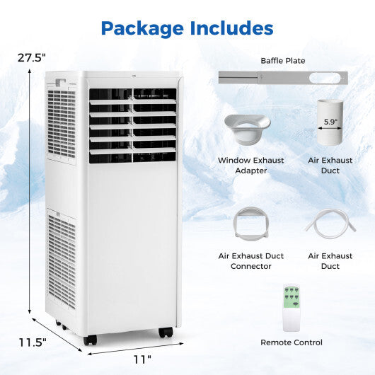 8000 BTU Portable Air Conditioner 4 in 1 cools up to 250 sq ft. - Color White